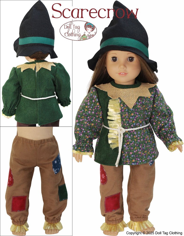 Doll Tag Clothing 18 Inch Modern Scarecrow 18" Doll Clothes Pattern Pixie Faire