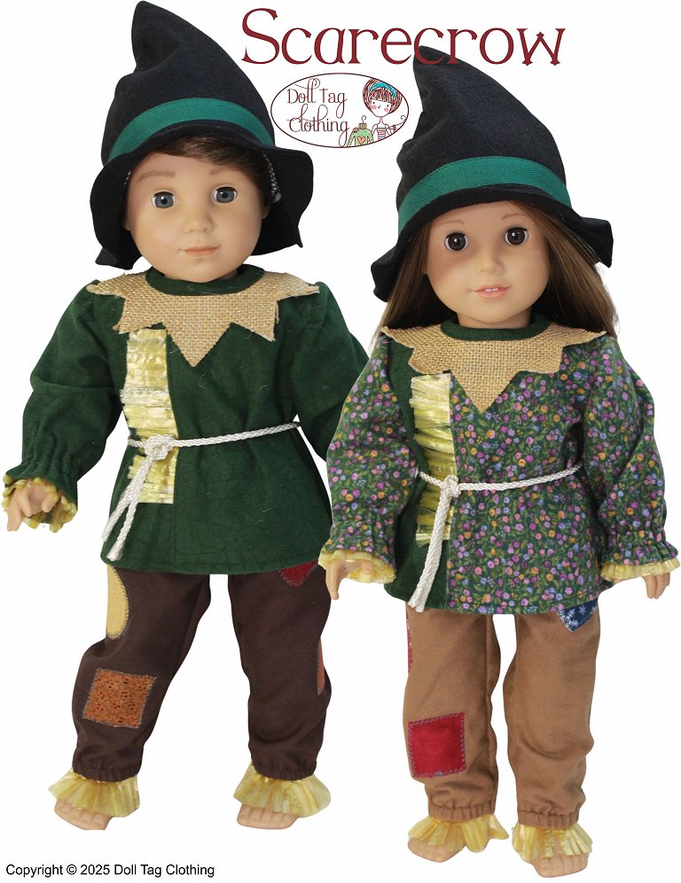 Doll Tag Clothing 18 Inch Modern Scarecrow 18" Doll Clothes Pattern Pixie Faire