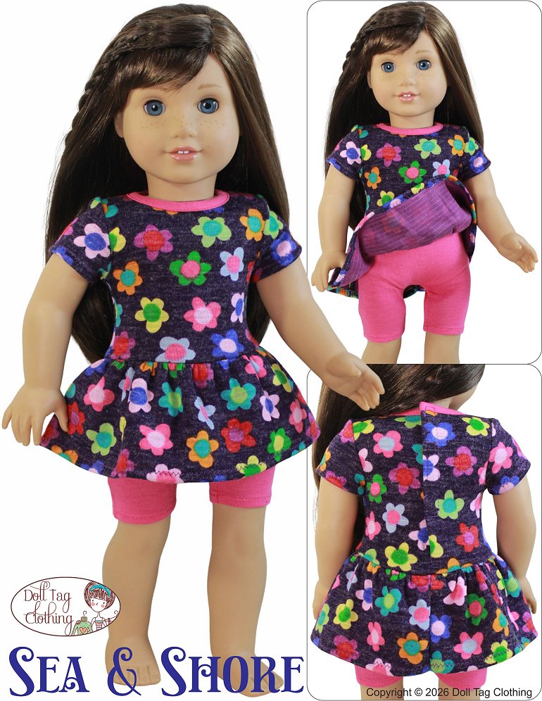 Doll Tag Clothing 18 Inch Modern Sea & Shore Skort Dress 18" Doll Clothes Pixie Faire
