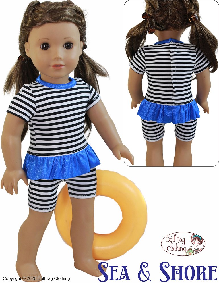 Doll Tag Clothing 18 Inch Modern Sea & Shore Skort Dress 18" Doll Clothes Pixie Faire