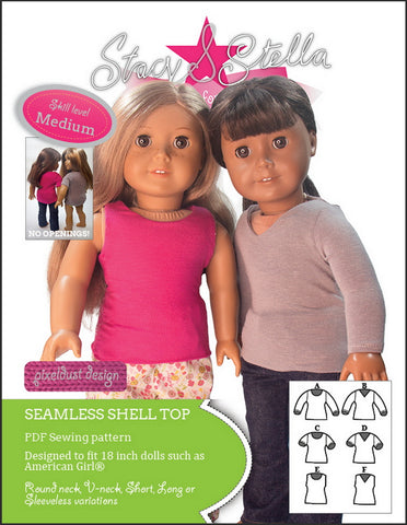 Stacy and Stella 18 Inch Modern Seamless Shell Top 18" Doll Clothes Pattern Pixie Faire