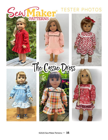 Sew Maker Patterns 18 Inch Modern The Cassie Dress 18" Doll Clothes Pattern Pixie Faire