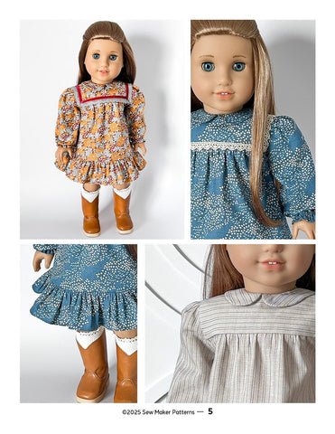 Sew Maker Patterns 18 Inch Modern The Cassie Dress 18" Doll Clothes Pattern Pixie Faire
