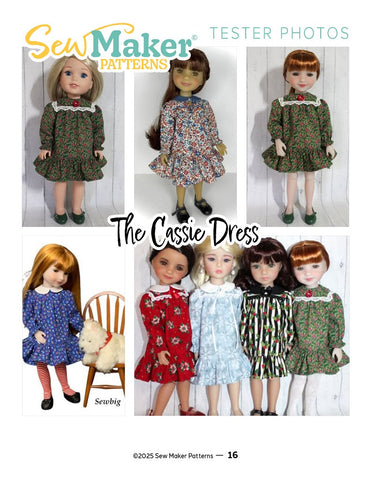 Sew Maker Patterns WellieWishers The Cassie Dress 14.5-15" Doll Clothes Pattern Pixie Faire