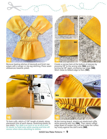 Sew Maker Patterns WellieWishers The Cassie Dress 14.5-15" Doll Clothes Pattern Pixie Faire