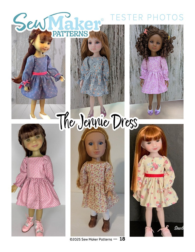 Sew Maker Patterns Ruby Red Fashion Friends The Jennie Dress 14.5-15" Doll Clothes Pattern Pixie Faire