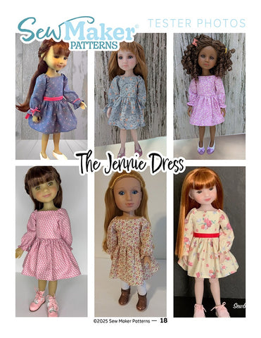 Sew Maker Patterns Ruby Red Fashion Friends The Jennie Dress 14.5-15" Doll Clothes Pattern Pixie Faire