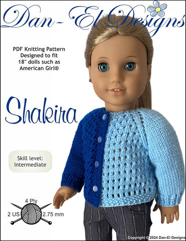 Dan-El Designs Knitting Shakira 18" Doll Clothes Knitting Pattern Pixie Faire