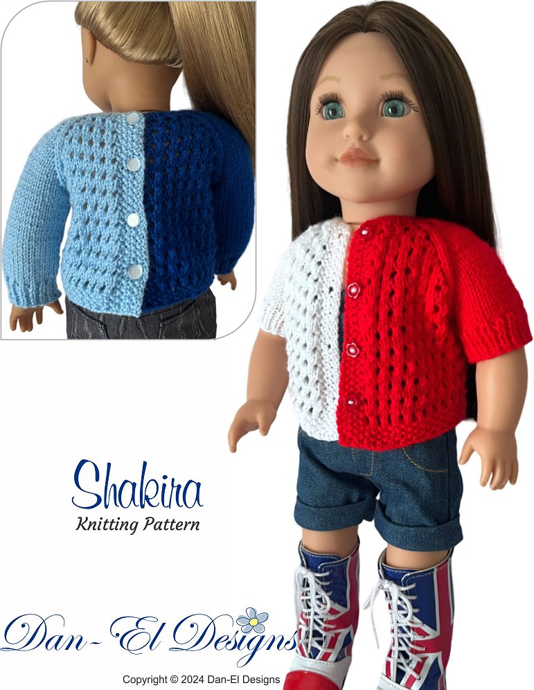 Dan-El Designs Knitting Shakira 18" Doll Clothes Knitting Pattern Pixie Faire
