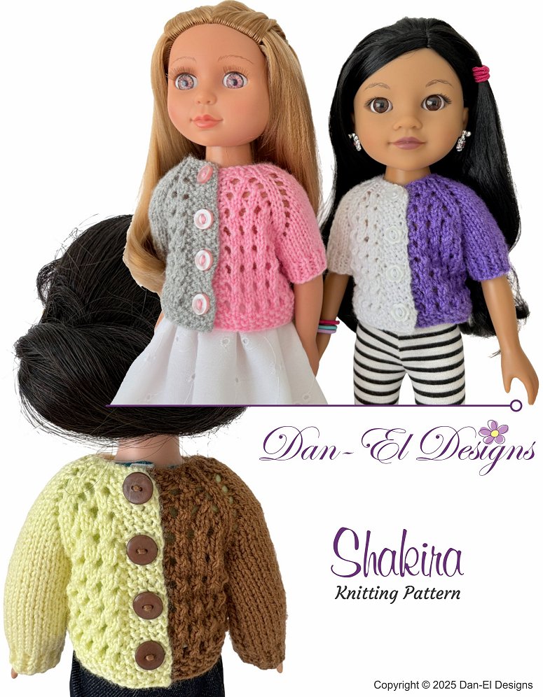 Dan-El Designs Knitting Shakira 14-14.5" Doll Clothes Knitting Pattern Pixie Faire