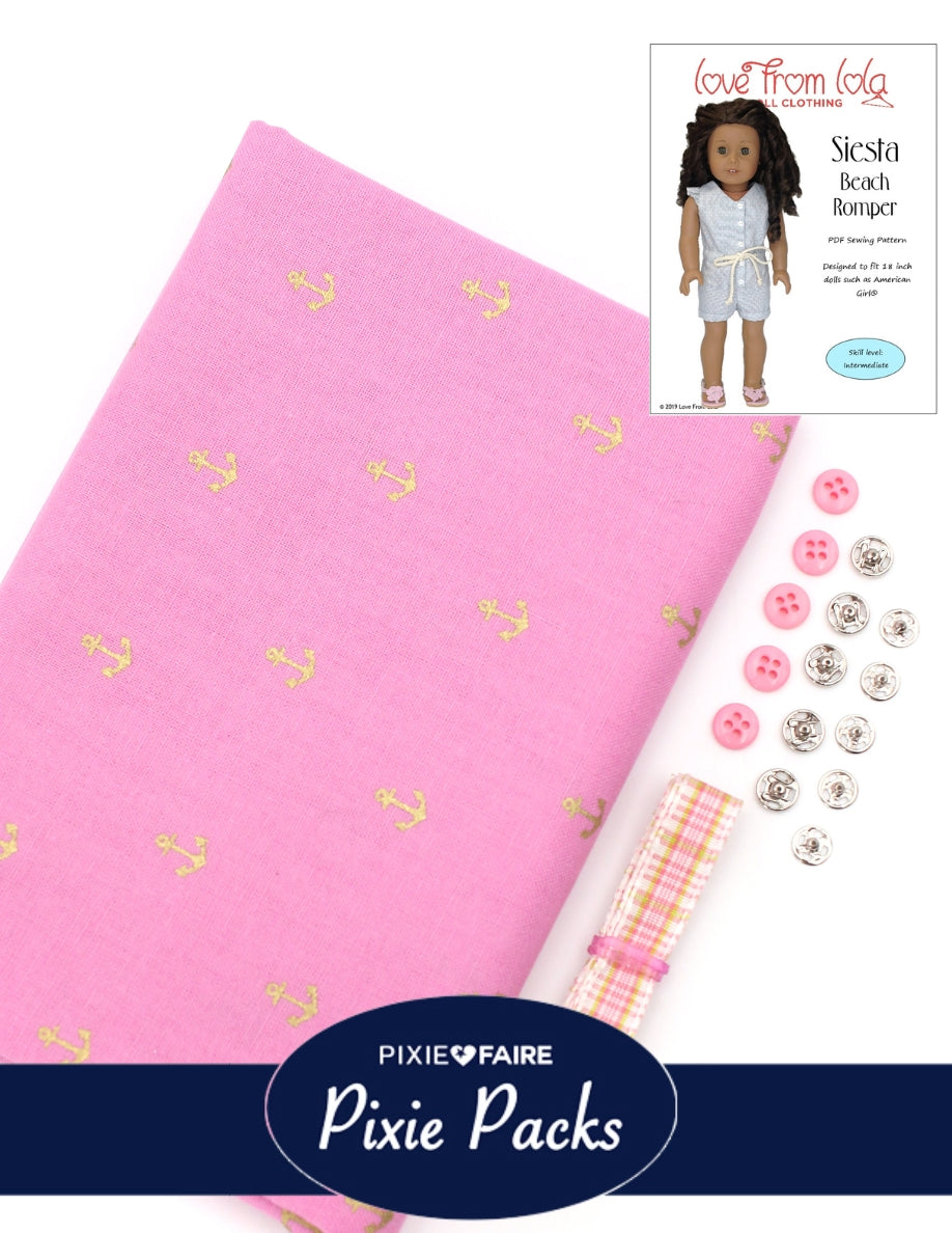 Pixie Faire Pixie Packs Limited Edition Pixie Pack Pretty Pink Anchor Siesta Beach Romper Kit Pixie Faire