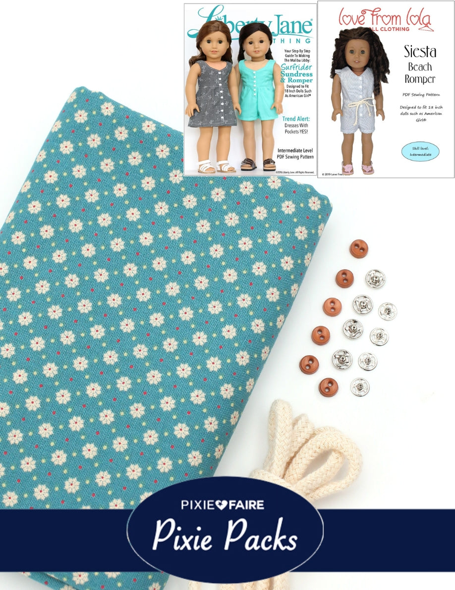 Pixie Faire Pixie Packs Limited Edition Pixie Pack Poppy Cotton Siesta Beach Romper Kit Pixie Faire