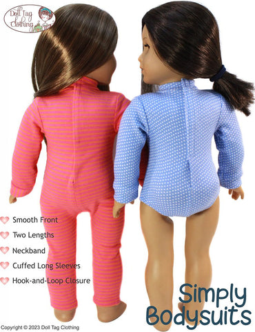 Doll Tag Clothing 18 Inch Modern Simply Bodysuits 18" Doll Clothes Pattern Pixie Faire