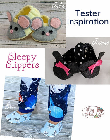 Doll Tag Clothing Shoes Sleepy Slippers 18" Doll Clothes Pattern Pixie Faire