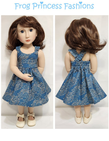 Frog Princess Fashions A Girl For All Time Summertime Blues Sundress Doll Clothes Pattern for 16" A Girl For All Time Dolls Pixie Faire