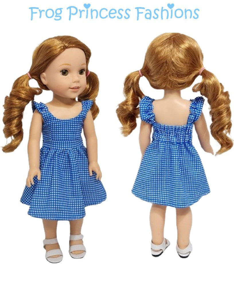 Frog Princess Fashions WellieWishers Summertime Blues Sundress 14.5" Doll Clothes Pattern Pixie Faire