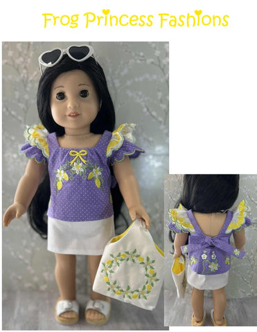 Frog Princess Fashions Machine Embroidery Design Lovely Lemons Machine Embroidery Design Set For 18" Doll Clothes Pixie Faire