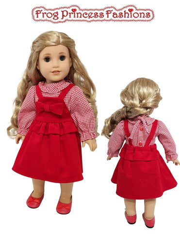 Frog Princess Fashions 18 Inch Modern Bells and Bows Jumper and Blouse Set 18" Doll Clothes Pattern Pixie Faire