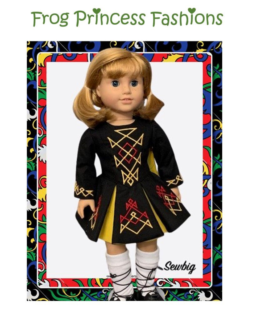 Frog Princess Fashions Machine Embroidery Design Dubliner 18" Doll Machine Embroidery Design Set Pixie Faire