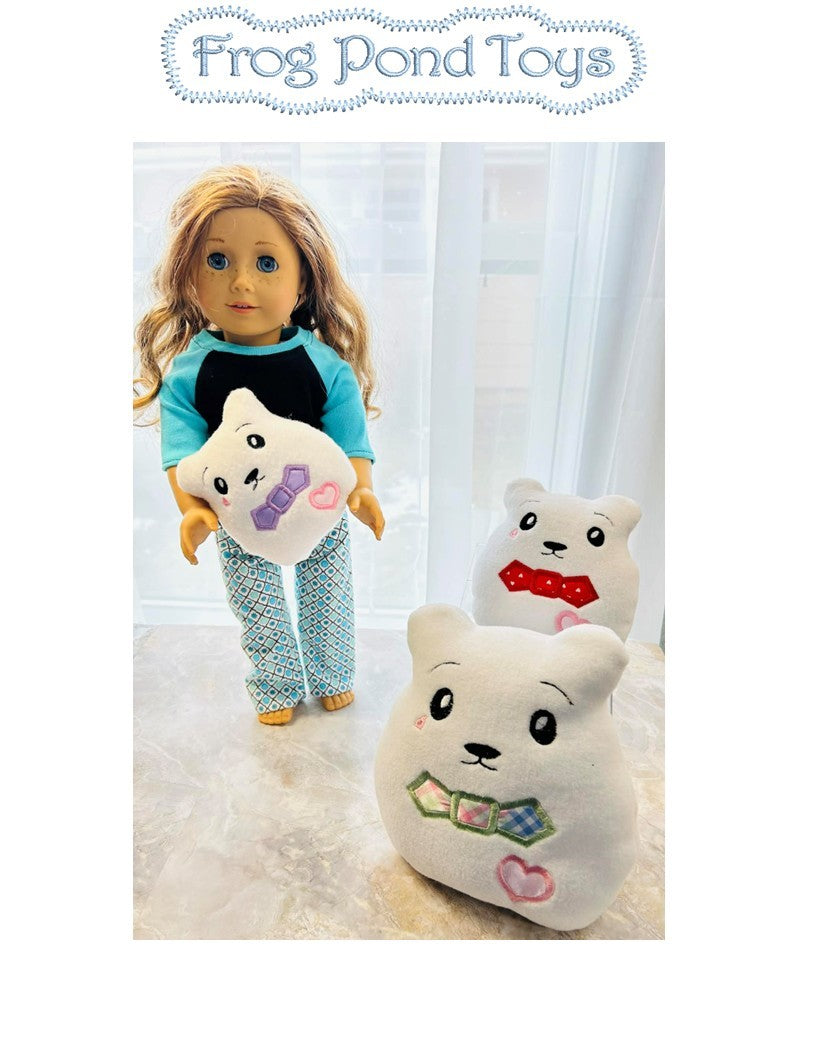 Frog Pond Toys Cloth doll Three Squishy Polar Bears Soft Doll Pattern Pixie Faire