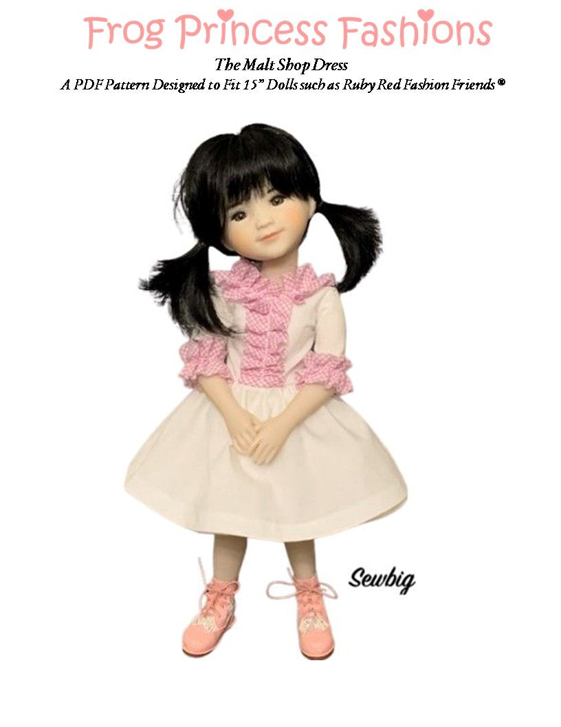 Frog Princess Fashions Ruby Red Fashion Friends Malt Shop Dress Doll Clothes Pattern for 15" Ruby Red Fashion Friends® Pixie Faire