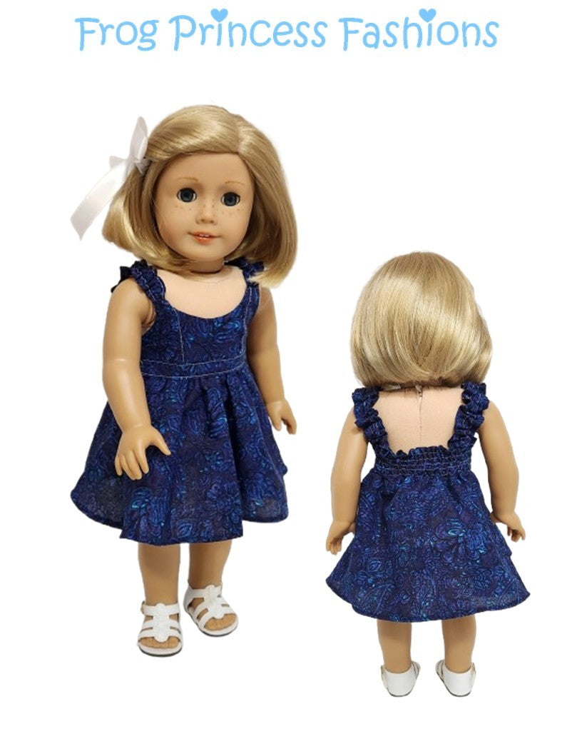 Frog Princess Fashions 18 Inch Modern Summertime Blues Sundress 18" Doll Clothes Pattern Pixie Faire