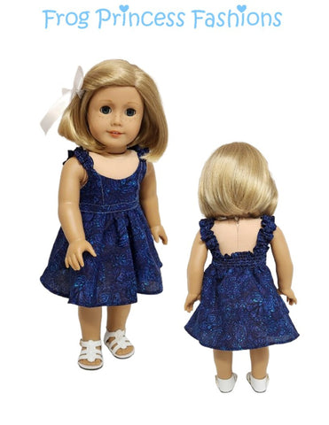 Frog Princess Fashions 18 Inch Modern Summertime Blues Sundress 18" Doll Clothes Pattern Pixie Faire