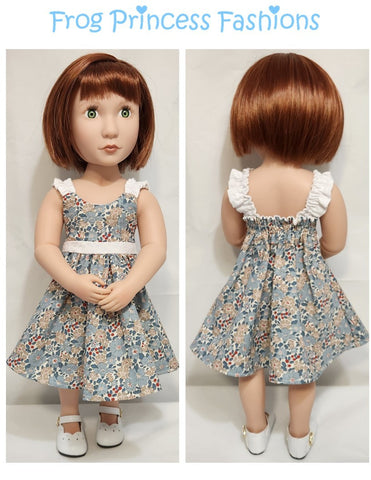 Frog Princess Fashions A Girl For All Time Summertime Blues Sundress Doll Clothes Pattern for 16" A Girl For All Time Dolls Pixie Faire