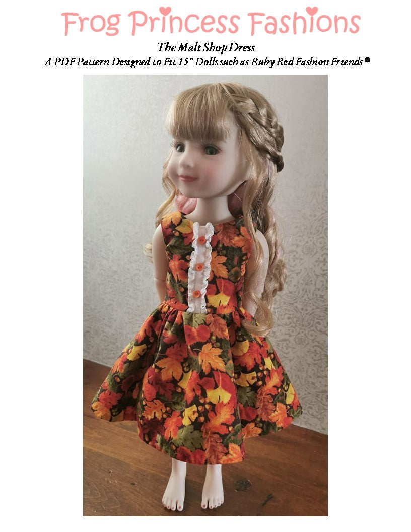 Frog Princess Fashions Ruby Red Fashion Friends Malt Shop Dress Doll Clothes Pattern for 15" Ruby Red Fashion Friends® Pixie Faire