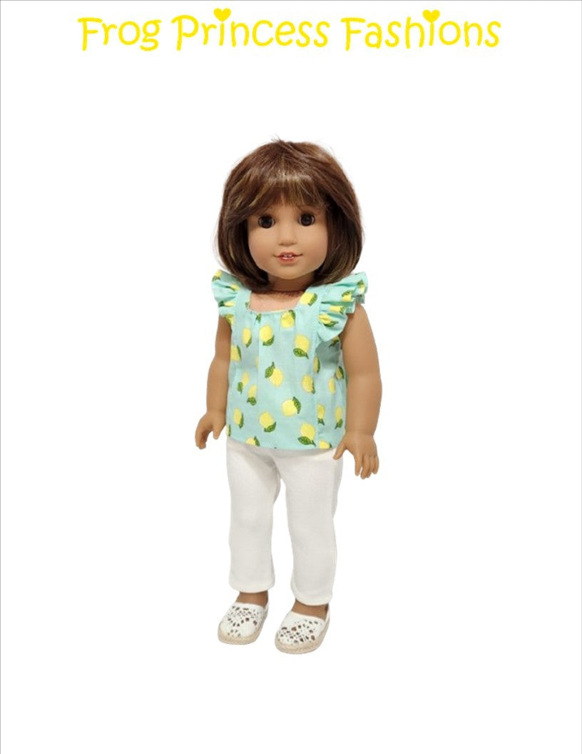 Frog Princess Fashions 18 Inch Modern Lovely Lemons Top 18" Doll Clothes Pattern Pixie Faire