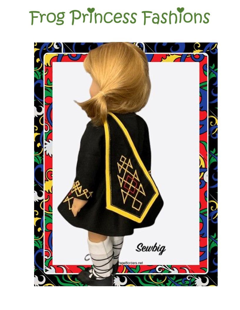 Frog Princess Fashions Machine Embroidery Design Dubliner 18" Doll Machine Embroidery Design Set Pixie Faire