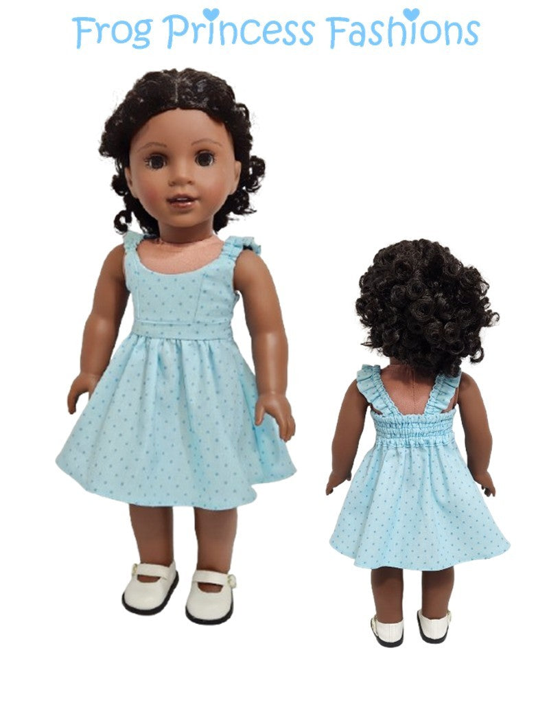 Frog Princess Fashions 18 Inch Modern Summertime Blues Sundress 18" Doll Clothes Pattern Pixie Faire