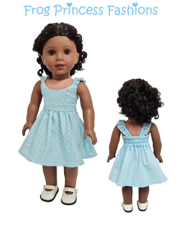 Frog Princess Fashions 18 Inch Modern Summertime Blues Sundress 18" Doll Clothes Pattern Pixie Faire