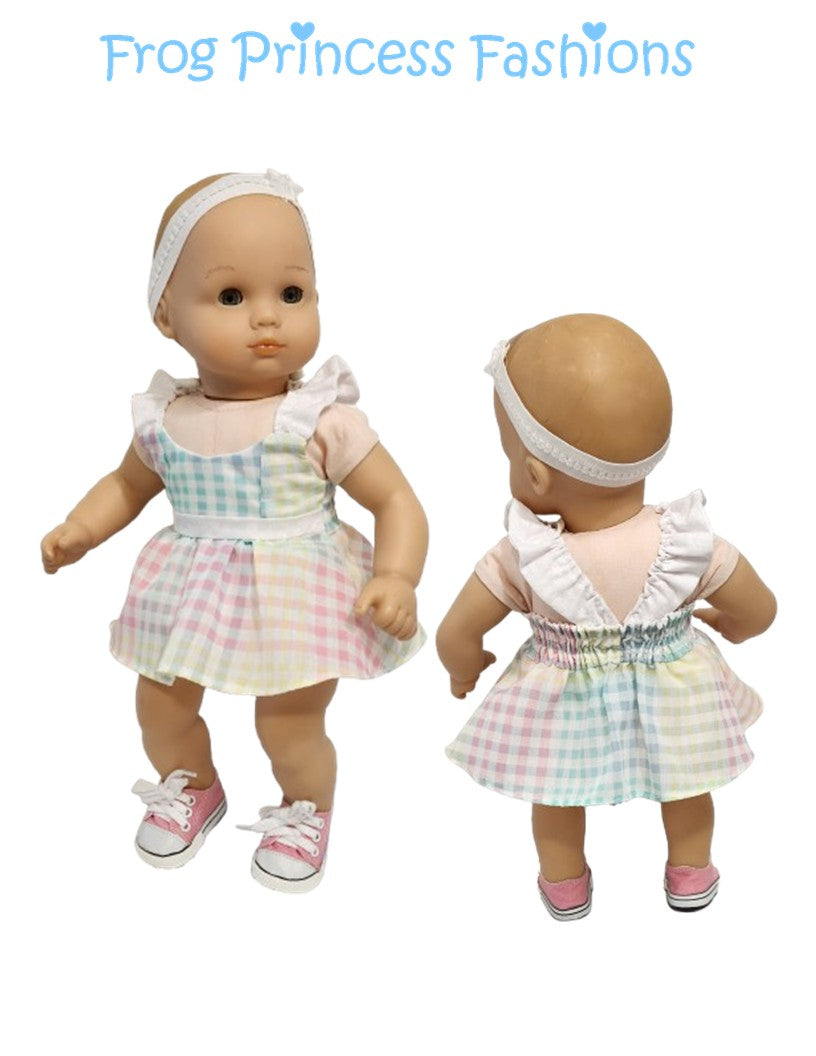 Frog Princess Fashions Bitty Baby/Twin Summertime Blues Sundress 15" Baby Doll Clothes Pattern Pixie Faire