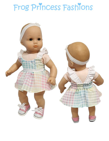 Frog Princess Fashions Bitty Baby/Twin Summertime Blues Sundress 15" Baby Doll Clothes Pattern Pixie Faire