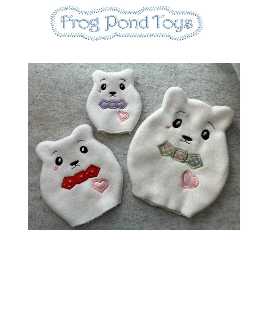 Frog Pond Toys Machine Embroidery Design Three Squishy Polar Bears Machine Embroidery Design Pixie Faire