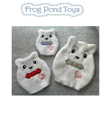 Frog Pond Toys Machine Embroidery Design Three Squishy Polar Bears Machine Embroidery Design Pixie Faire