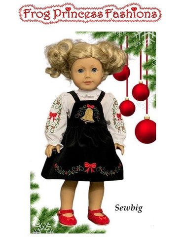 Frog Princess Fashions Machine Embroidery Design Bells and Bows Machine Embroidery Design Set For 18" Doll Clothes Pixie Faire