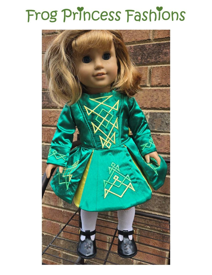 Frog Princess Fashions Machine Embroidery Design Dubliner 18" Doll Machine Embroidery Design Set Pixie Faire
