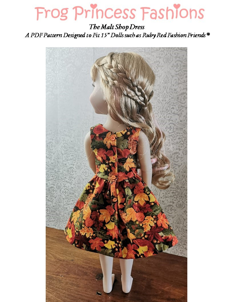 Frog Princess Fashions Ruby Red Fashion Friends Malt Shop Dress Doll Clothes Pattern for 15" Ruby Red Fashion Friends® Pixie Faire