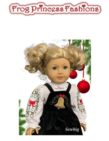 Frog Princess Fashions Machine Embroidery Design Bells and Bows Machine Embroidery Design Set For 18" Doll Clothes Pixie Faire