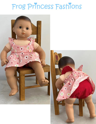 Frog Princess Fashions Bitty Baby/Twin Summertime Blues Sundress 15" Baby Doll Clothes Pattern Pixie Faire