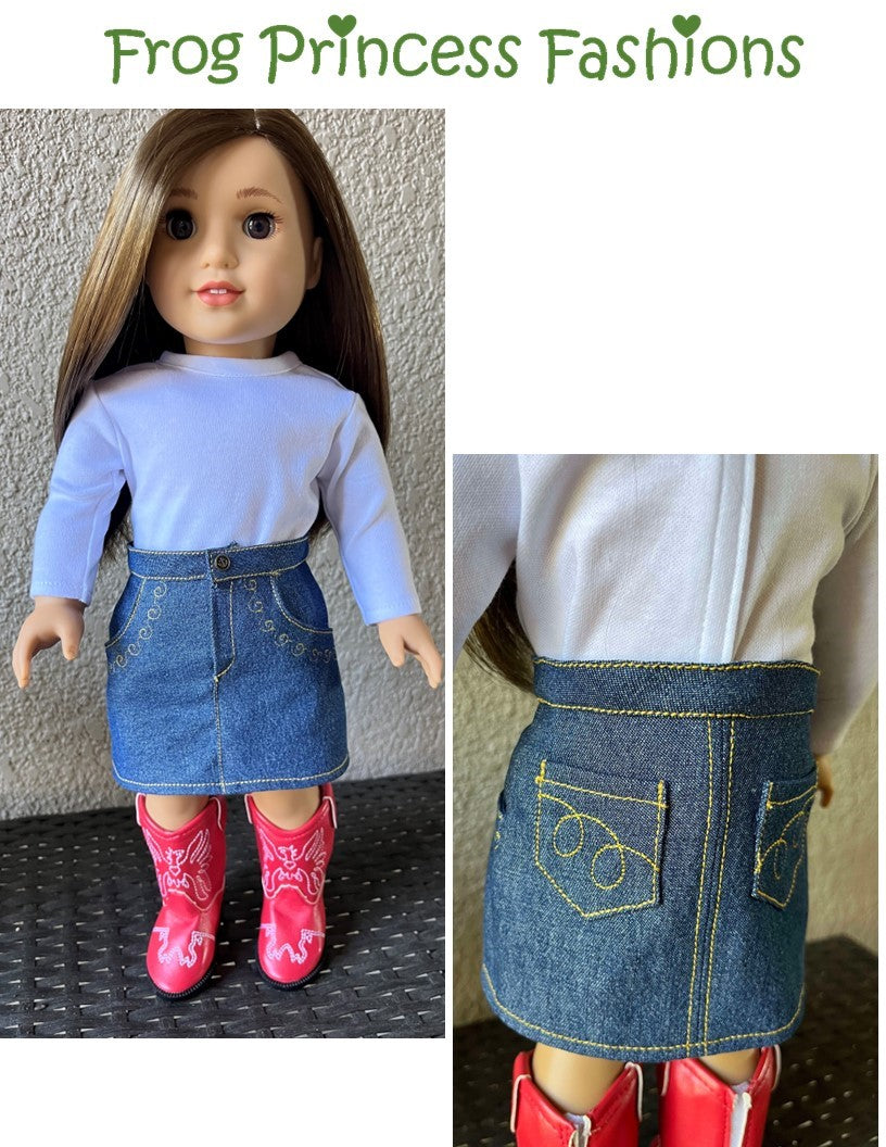 Frog Princess Fashions Machine Embroidery Design Jazzy Jean Pocket Machine Embroidery Design Set For 18" Doll Clothes Pixie Faire