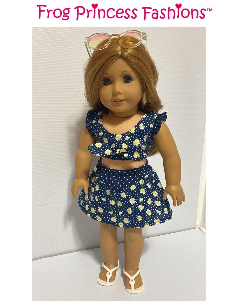 Frog Princess Fashions 18 Inch Modern Sweet July Crop Top and Skort Set 18" Doll Clothes Pattern Pixie Faire
