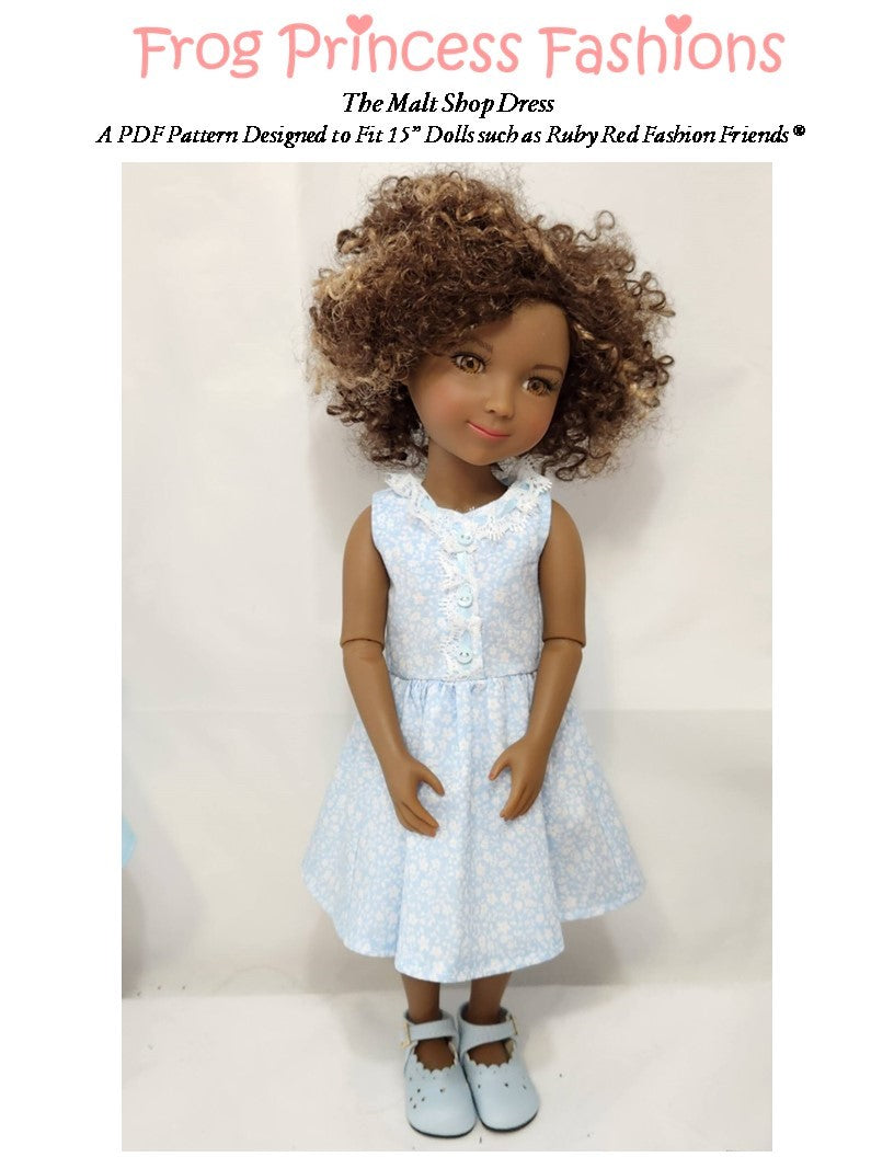Frog Princess Fashions Ruby Red Fashion Friends Malt Shop Dress Doll Clothes Pattern for 15" Ruby Red Fashion Friends® Pixie Faire