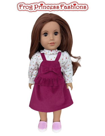 Frog Princess Fashions 18 Inch Modern Bells and Bows Jumper and Blouse Set 18" Doll Clothes Pattern Pixie Faire