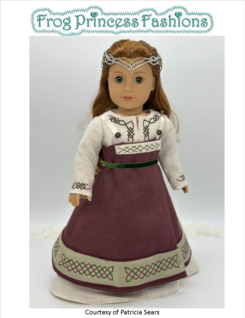 Frog Princess Fashions Machine Embroidery Design Nordic Inspired 18" Doll Machine Embroidery Design Set for the Salbjorg Dress Pixie Faire