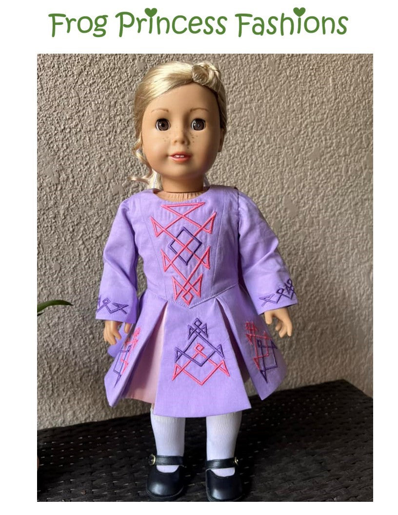 Frog Princess Fashions Machine Embroidery Design Dubliner 18" Doll Machine Embroidery Design Set Pixie Faire