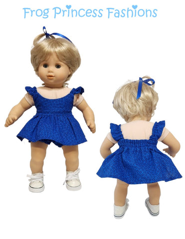 Frog Princess Fashions Bitty Baby/Twin Summertime Blues Sundress 15" Baby Doll Clothes Pattern Pixie Faire