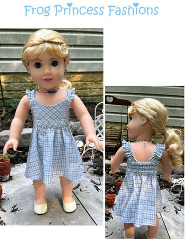 Frog Princess Fashions 18 Inch Modern Summertime Blues Sundress 18" Doll Clothes Pattern Pixie Faire